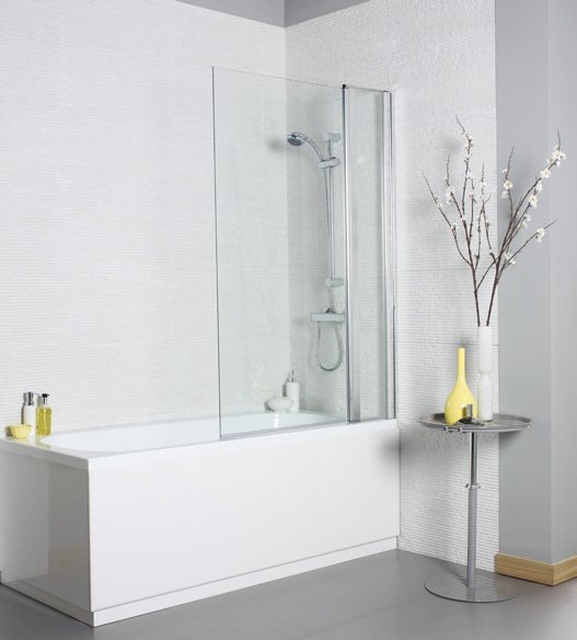 Bath Shower Screens Koncept Straight Screen, Square Edge With Extension Panel