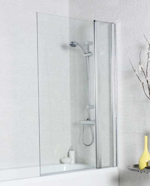 Bath Shower Screens Koncept Straight Screen, Square Edge with Extension Panel