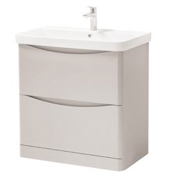 Furniture & Mirrors Arc 800mm Floor Standing 2 Drawer Unit & Ceramic Basin - Cashmere H 840 X W 800 X D 460